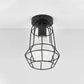 Urn/Vase Cage Metal Flush Mount Light Vintage Style 1 Bulb Living Room Ceiling Light Fixture in Black Black Tower Clearhalo 'Ceiling Lights' 'Close To Ceiling Lights' 'Close to ceiling' 'Semi-flushmount' Lighting' 1919050