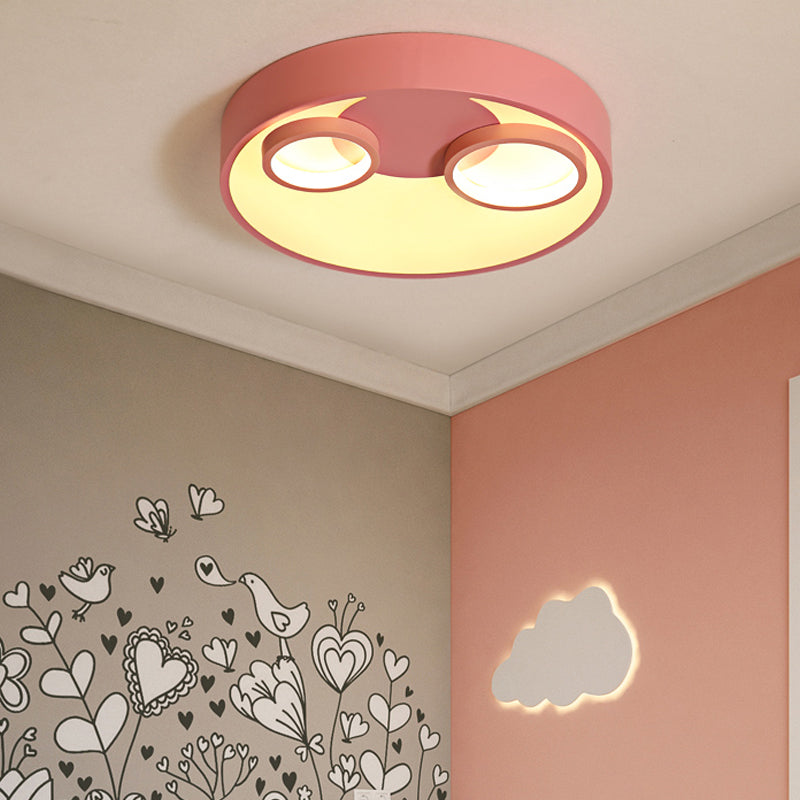 Metal Round Flush Light with Acrylic Diffuser Nordic Led Flush Mount Light for Kids Pink Clearhalo 'Ceiling Lights' 'Close To Ceiling Lights' 'Close to ceiling' 'Flush mount' Lighting' 191931