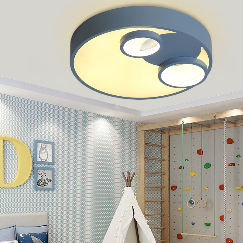 Metal Round Flush Light with Acrylic Diffuser Nordic Led Flush Mount Light for Kids Blue Clearhalo 'Ceiling Lights' 'Close To Ceiling Lights' 'Close to ceiling' 'Flush mount' Lighting' 191937