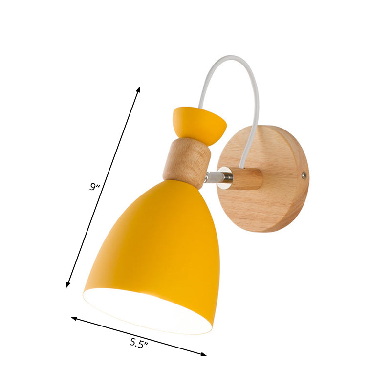 Kid Bedroom Dome Shape Wall Light Metallic and Wooden Macaroon Wall Sconce Light Clearhalo 'Wall Lamps & Sconces' 'Wall Lights' Lighting' 191950