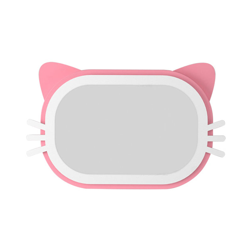 Cute Rectangle Kitten Face Ceiling Lamp Acrylic Metal Pink LED Flush Mount Light for Nursing Room Clearhalo 'Ceiling Lights' 'Close To Ceiling Lights' 'Close to ceiling' 'Flush mount' Lighting' 192017