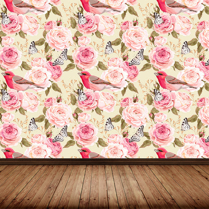 Full Size Stylish Wall Mural Decal Pastel Rose Wall Covering, Custom Size Available Beige Clearhalo 'Wall Decor' 'Wall Mural' 1920287