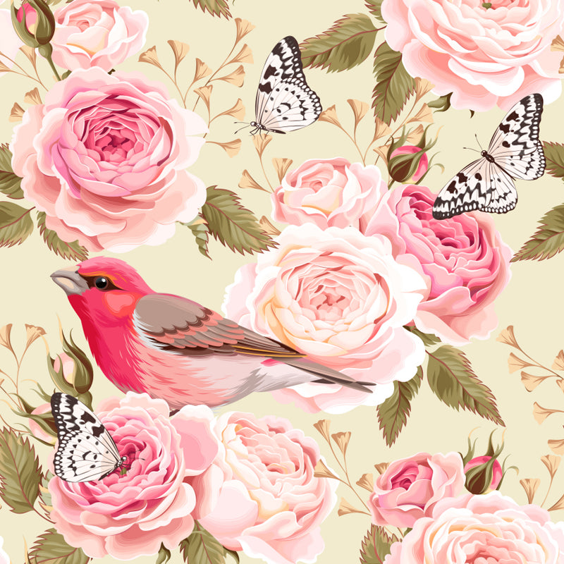 Full Size Stylish Wall Mural Decal Pastel Rose Wall Covering, Custom Size Available Clearhalo 'Wall Decor' 'Wall Mural' 1920290