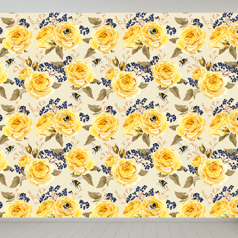 Full Size Stylish Wall Mural Decal Pastel Rose Wall Covering, Custom Size Available Clearhalo 'Wall Decor' 'Wall Mural' 1920299