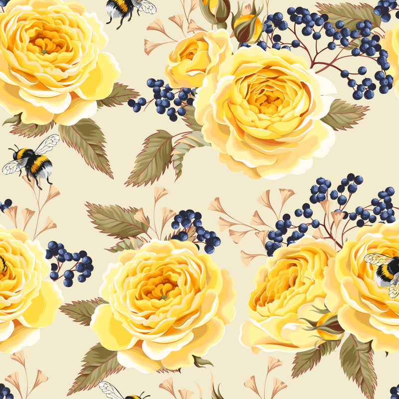 Full Size Stylish Wall Mural Decal Pastel Rose Wall Covering, Custom Size Available Clearhalo 'Wall Decor' 'Wall Mural' 1920300