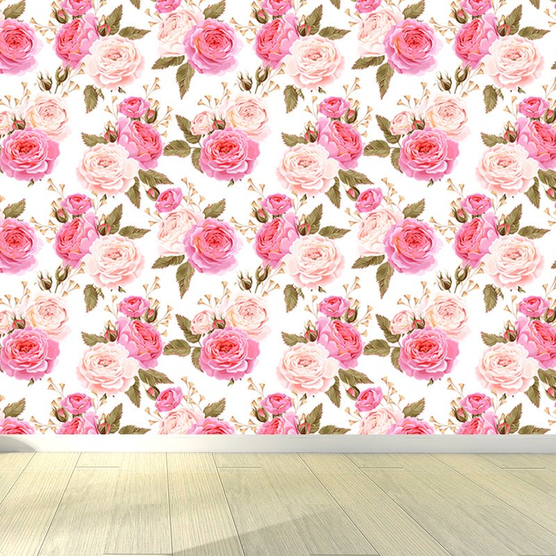 Full Size Stylish Wall Mural Decal Pastel Rose Wall Covering, Custom Size Available Clearhalo 'Wall Decor' 'Wall Mural' 1920303