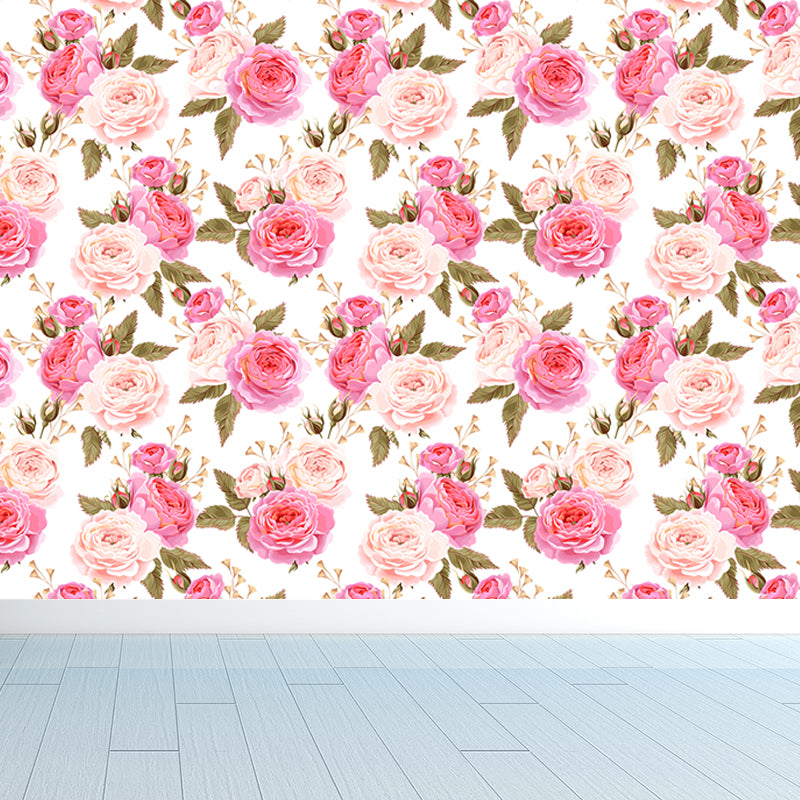 Full Size Stylish Wall Mural Decal Pastel Rose Wall Covering, Custom Size Available Clearhalo 'Wall Decor' 'Wall Mural' 1920304