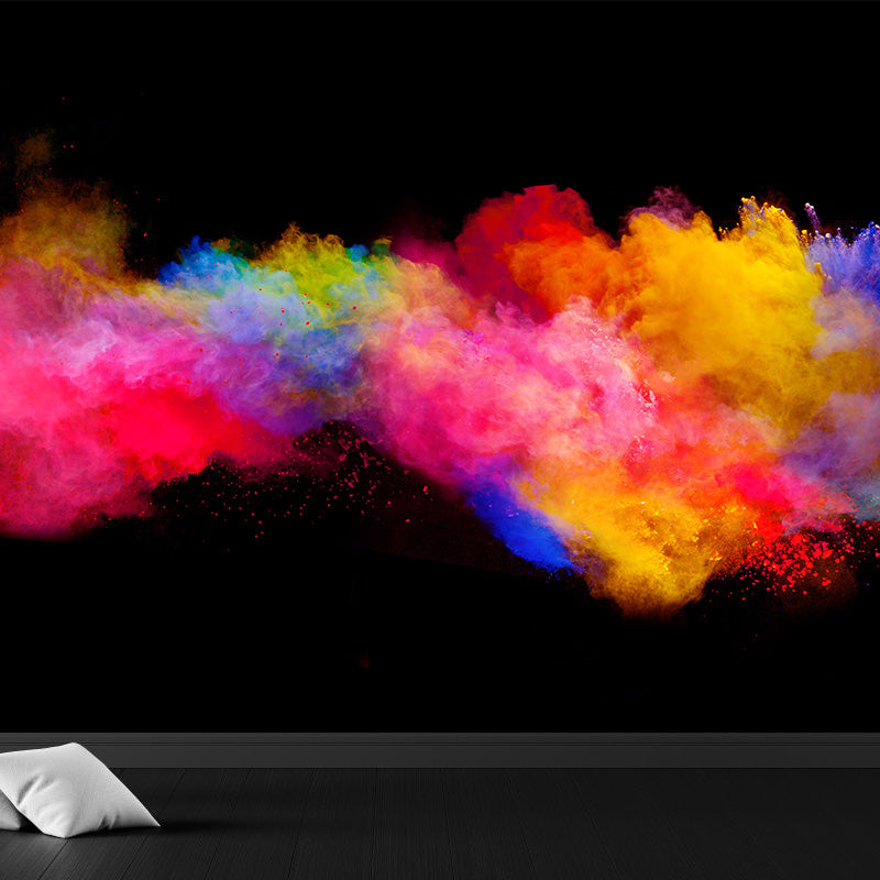 Huge Rainbow Explosion Mural Decal Modern Novelty Abstract Wall Art in Multi Color Rose Red Clearhalo 'Wall Decor' 'Wall Mural' 1920312