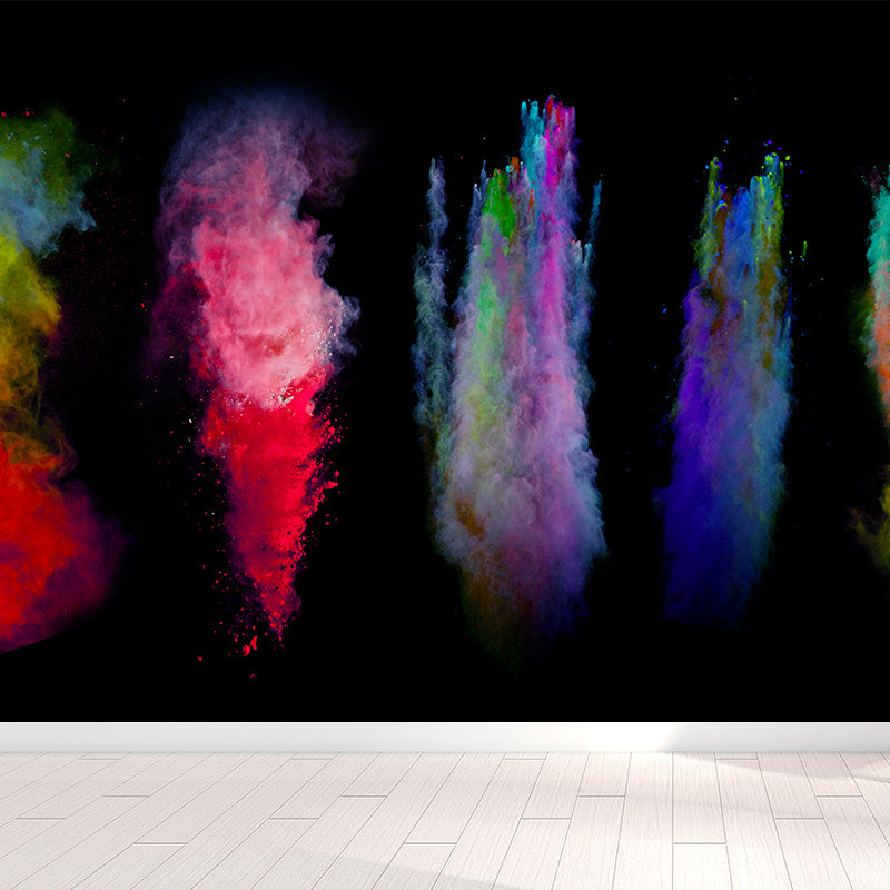 Huge Rainbow Explosion Mural Decal Modern Novelty Abstract Wall Art in Multi Color Yellow Clearhalo 'Wall Decor' 'Wall Mural' 1920322