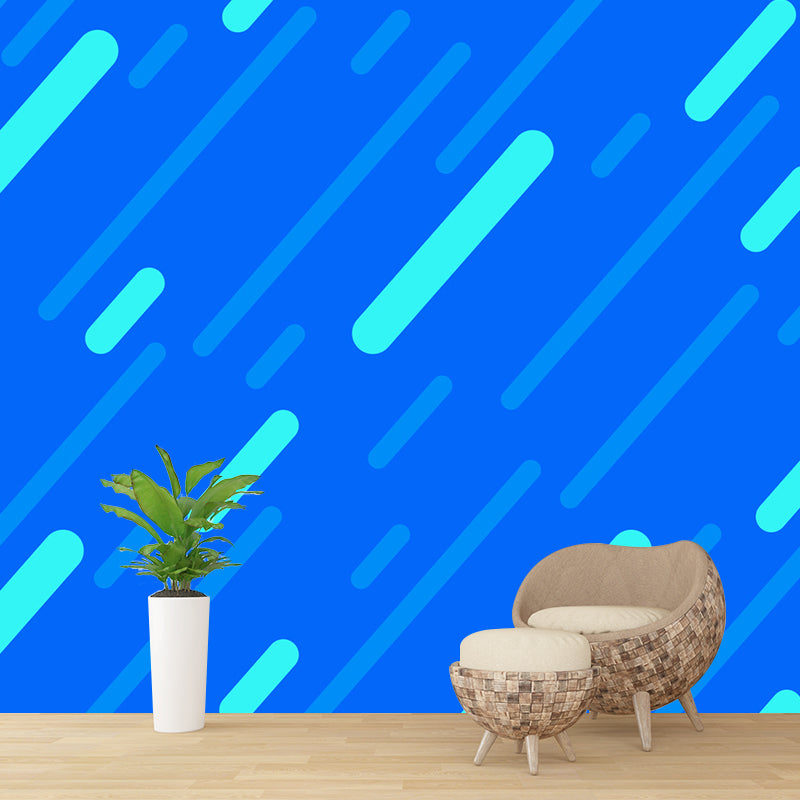 Bright Color Geometric Shapes Mural Stain-Proof Modern Living Room Wall Art, Made to Measure Blue Clearhalo 'Wall Decor' 'Wall Mural' 1920332