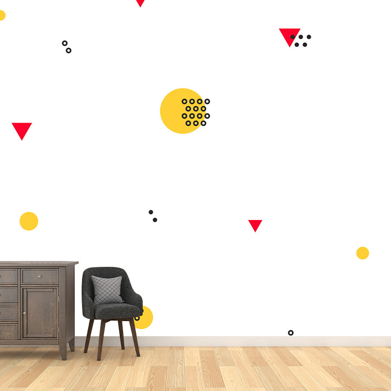 Bright Color Geometric Shapes Mural Stain-Proof Modern Living Room Wall Art, Made to Measure Clearhalo 'Wall Decor' 'Wall Mural' 1920338