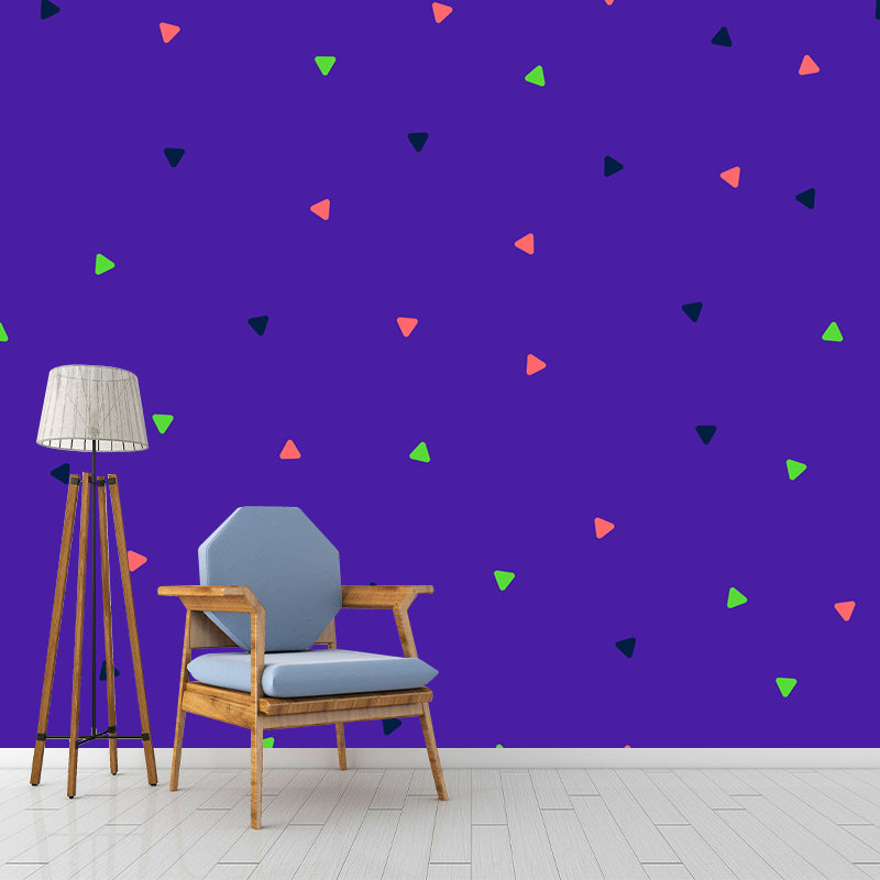 Bright Color Geometric Shapes Mural Stain-Proof Modern Living Room Wall Art, Made to Measure Purple Clearhalo 'Wall Decor' 'Wall Mural' 1920347