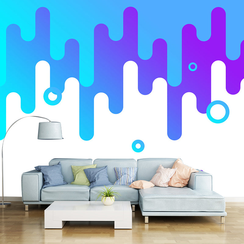 Large Modern Mural Wallpaper Dark Color Geometry Wall Decor, Custom Size Available Blue Clearhalo 'Wall Decor' 'Wall Mural' 1920367