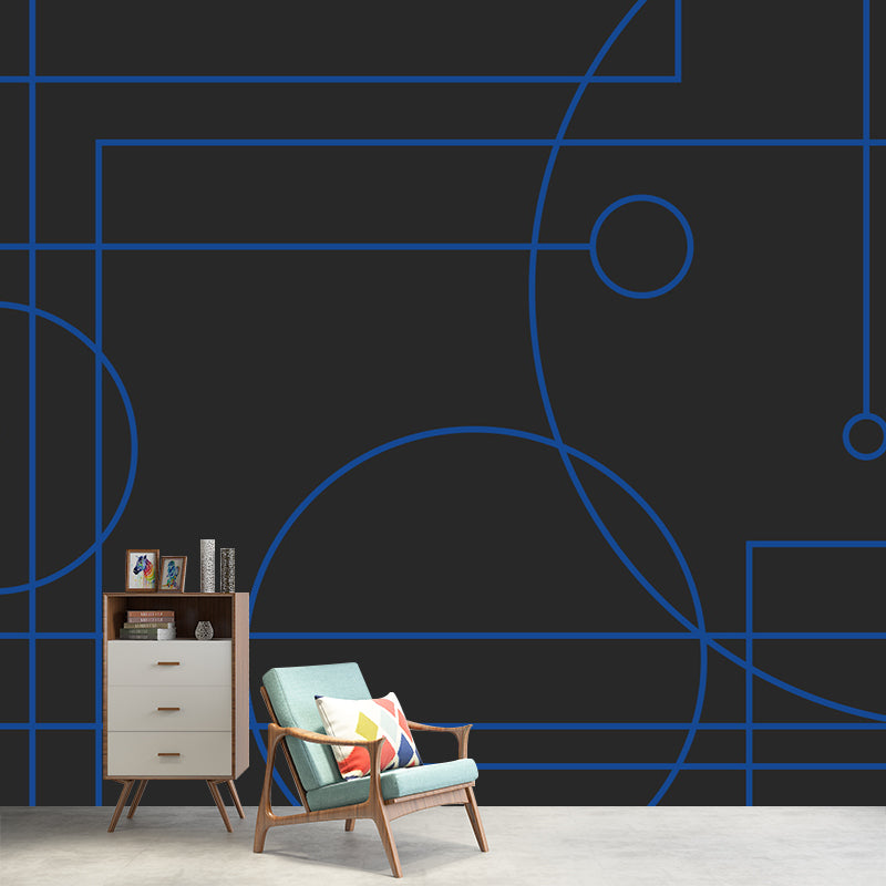 Illustration Geometrical Mural Decal Whole Wall Covering for Bedroom, Custom Print Clearhalo 'Wall Decor' 'Wall Mural' 1920393