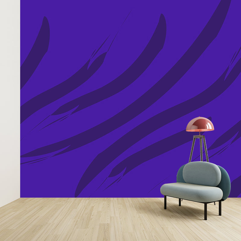 Illustration Geometrical Mural Decal Whole Wall Covering for Bedroom, Custom Print Dark Purple Clearhalo 'Wall Decor' 'Wall Mural' 1920402