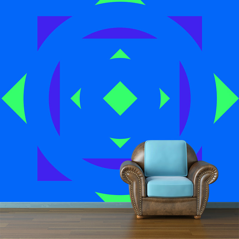 Contemporary Geometric Patterned Mural Non-Woven Waterproof Pastel Wall Art for Bedroom Clearhalo 'Wall Decor' 'Wall Mural' 1920418