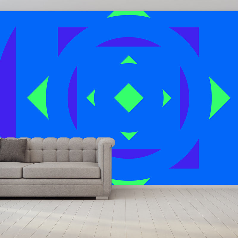 Contemporary Geometric Patterned Mural Non-Woven Waterproof Pastel Wall Art for Bedroom Clearhalo 'Wall Decor' 'Wall Mural' 1920419