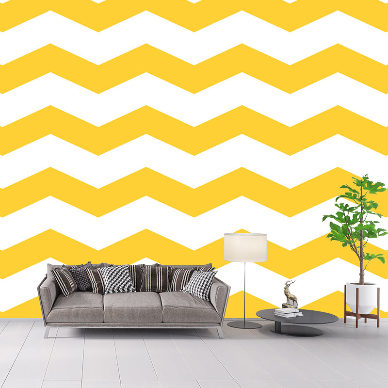Moisture Resistant Geometry Wall Mural Modernism Non-Woven Fabric Wall Decor, Custom Made Yellow Clearhalo 'Wall Decor' 'Wall Mural' 1920432