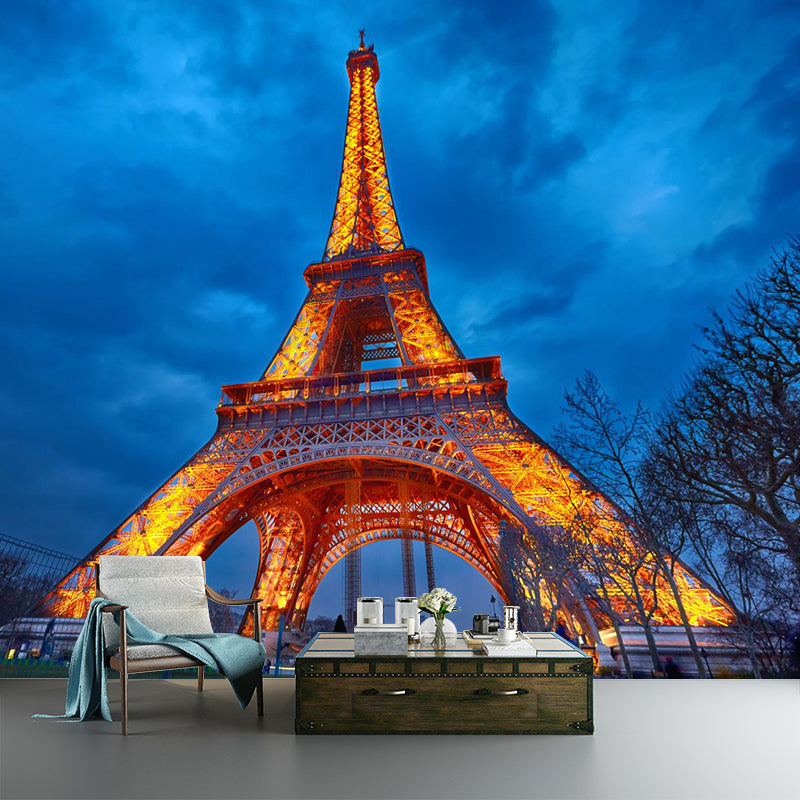 Full Size Cityscape Mural Decal Modern Enchanting Skyscrapers at Night Wall Art in Dark Color Clearhalo 'Wall Decor' 'Wall Mural' 1920484