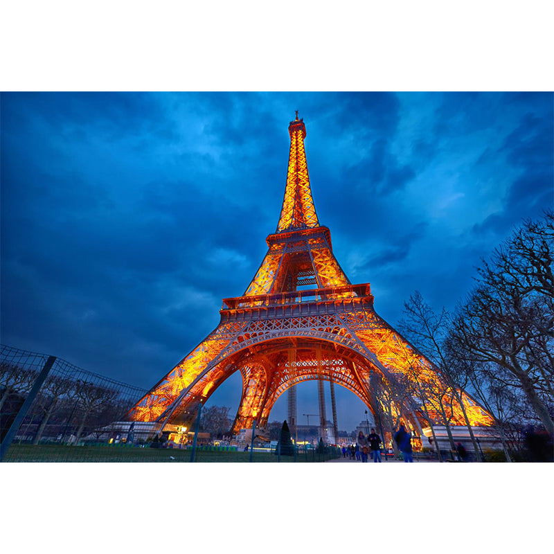 Full Size Cityscape Mural Decal Modern Enchanting Skyscrapers at Night Wall Art in Dark Color Clearhalo 'Wall Decor' 'Wall Mural' 1920485