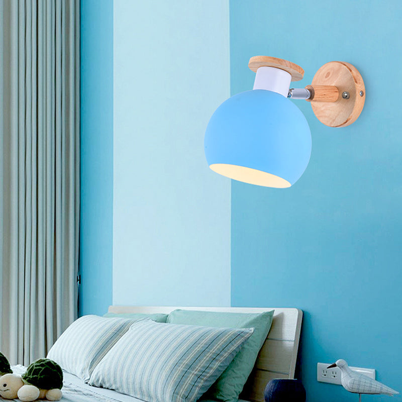 Circle Study Room Wall Sconce Metal Modern Style 1 Light Candy Colored Wall Light Blue Clearhalo 'Wall Lamps & Sconces' 'Wall Lights' Lighting' 192049