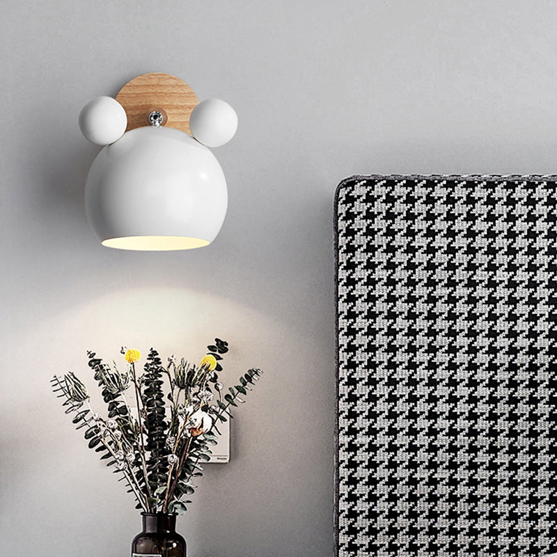 Modern Style Cartoon Animal Sconce Wall Light Metal 1 Light Wall Lamp for Child Bedroom White Clearhalo 'Wall Lamps & Sconces' 'Wall Lights' Lighting' 192053