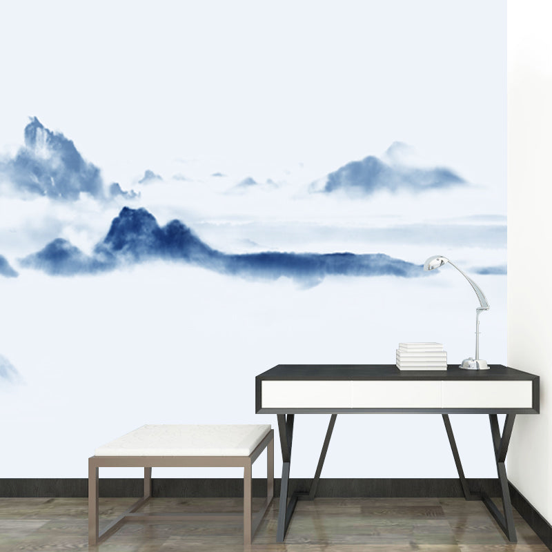 Giant Nature Landscape Mural Decal Blue Non-Woven Wall Art for Home Decor, Personalised Clearhalo 'Wall Decor' 'Wall Mural' 1920607