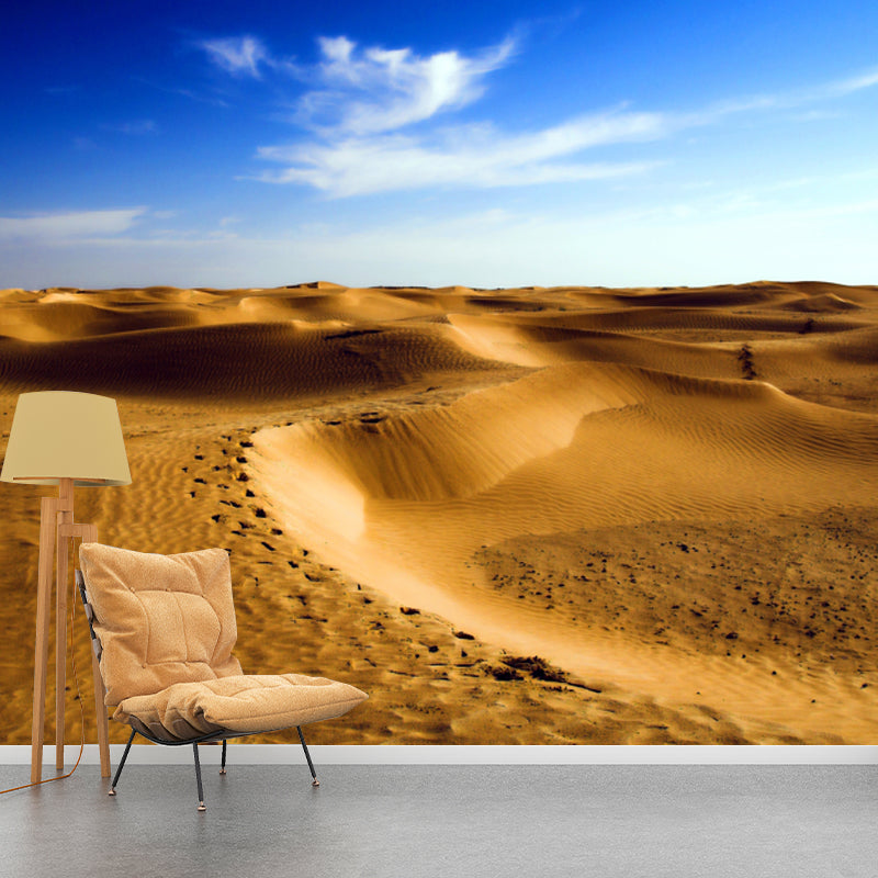 Yellow Desert Landscape Wallpaper Mural Stain-Resistant Wall Covering for Living Room Yellow Clearhalo 'Wall Decor' 'Wall Mural' 1920615