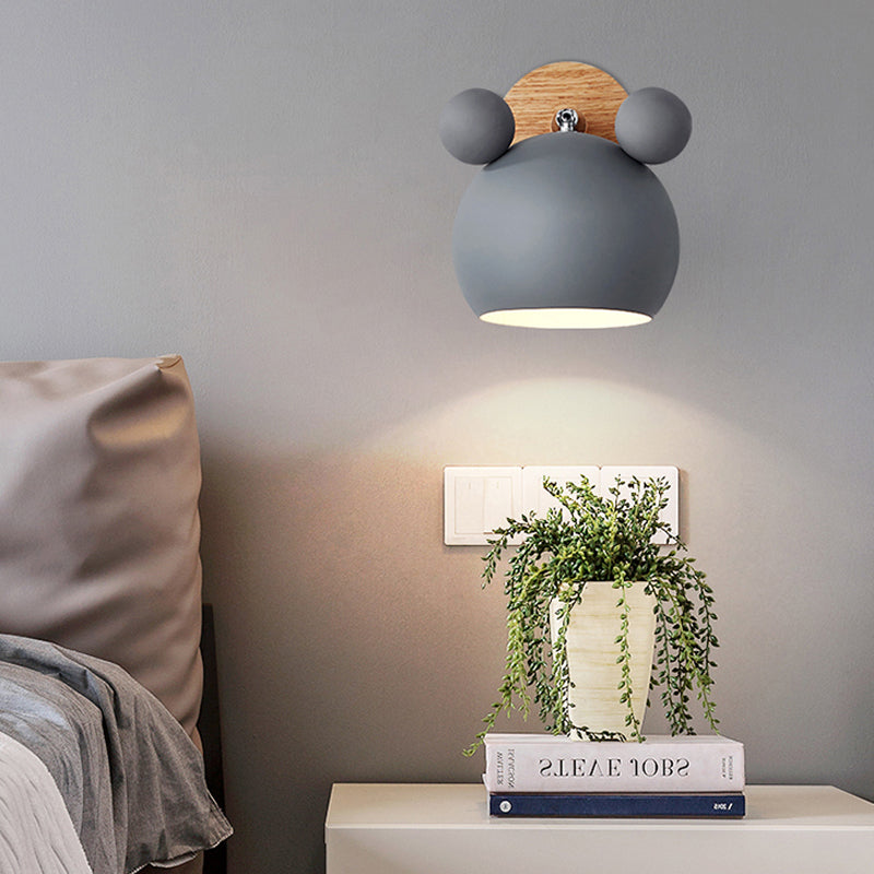 Modern Style Cartoon Animal Sconce Wall Light Metal 1 Light Wall Lamp for Child Bedroom Grey Clearhalo 'Wall Lamps & Sconces' 'Wall Lights' Lighting' 192064
