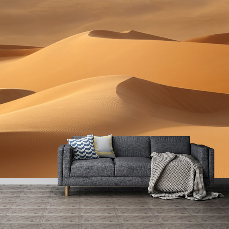 Whole Desert Mound Wallpaper Mural for Home Nature Landscape Wall Art in Yellow, Washable Yellow Clearhalo 'Wall Decor' 'Wall Mural' 1920655
