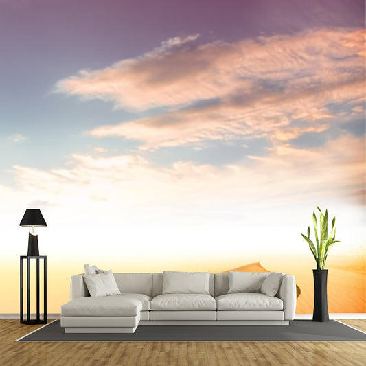 Desert and Sky View Mural Modern Non-Woven Material Wall Art in Yellow for Dining Room Clearhalo 'Wall Decor' 'Wall Mural' 1920687
