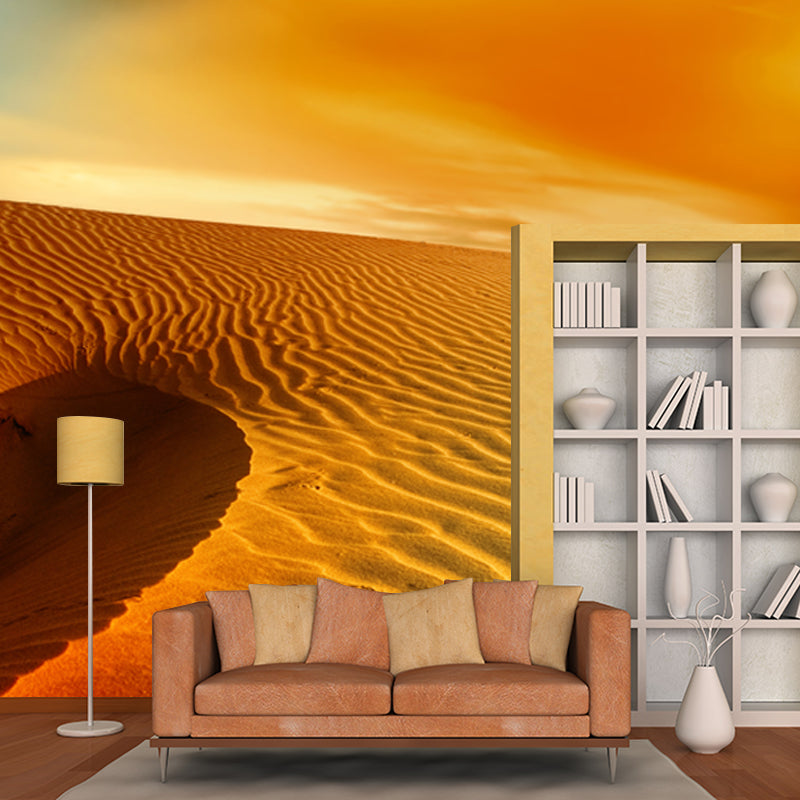 Desert with Evening Glow Mural Decal Modern Smooth Wall Covering in Yellow for Home Clearhalo 'Wall Decor' 'Wall Mural' 1920807