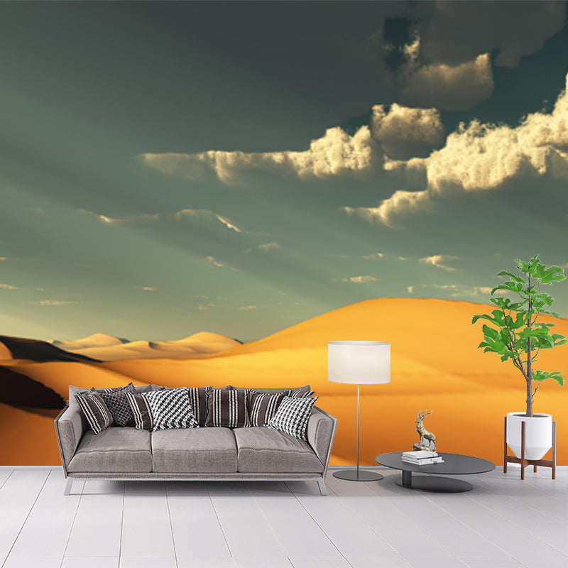Personalized Photo Print Modern Mural with African Desert and Cloudy Sky View in Yellow Yellow Clearhalo 'Wall Decor' 'Wall Mural' 1920810
