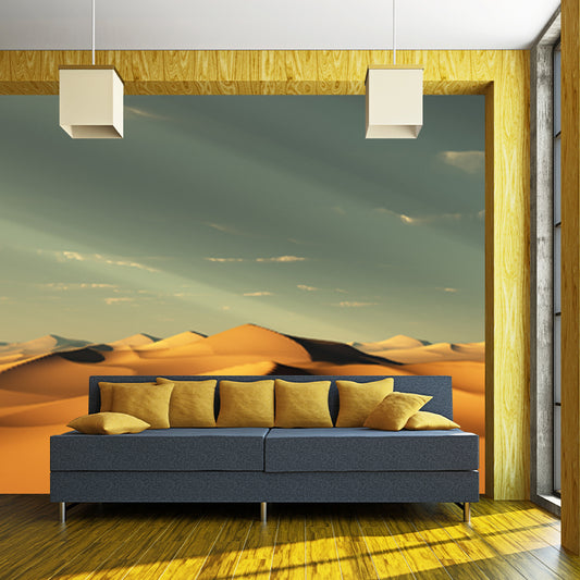 Personalized Photo Print Modern Mural with African Desert and Cloudy Sky View in Yellow Clearhalo 'Wall Decor' 'Wall Mural' 1920811