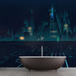 Dark Blue City Architectural Mural Moisture Resistant Wall Covering for Adults Room Clearhalo 'Wall Decor' 'Wall Mural' 1920822