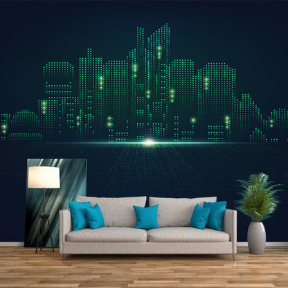 Stain Resistant Urban Buildings Mural Wallpaper Non-Woven Fictional Wall Decor for Girls Room Black Clearhalo 'Wall Decor' 'Wall Mural' 1920831