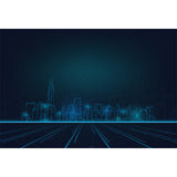 Extra Large Illustration Fictional Mural Wallpaper Downtown Landscape in Dark Blue Clearhalo 'Wall Decor' 'Wall Mural' 1920844