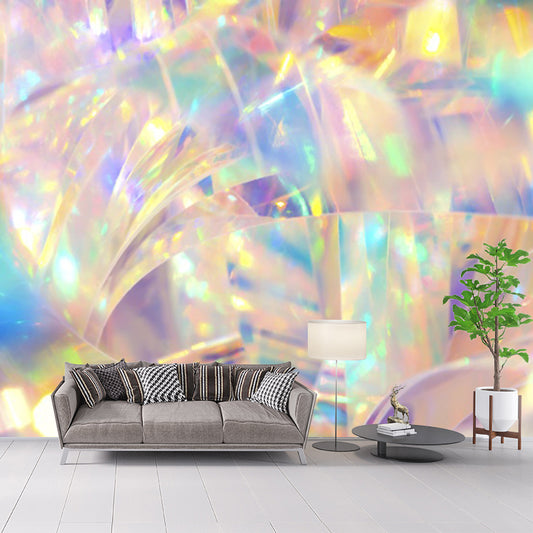 Bright Holographic Pattern Mural Decal for Living Room, Yellow, Custom Size Available Clearhalo 'Wall Decor' 'Wall Mural' 1920862