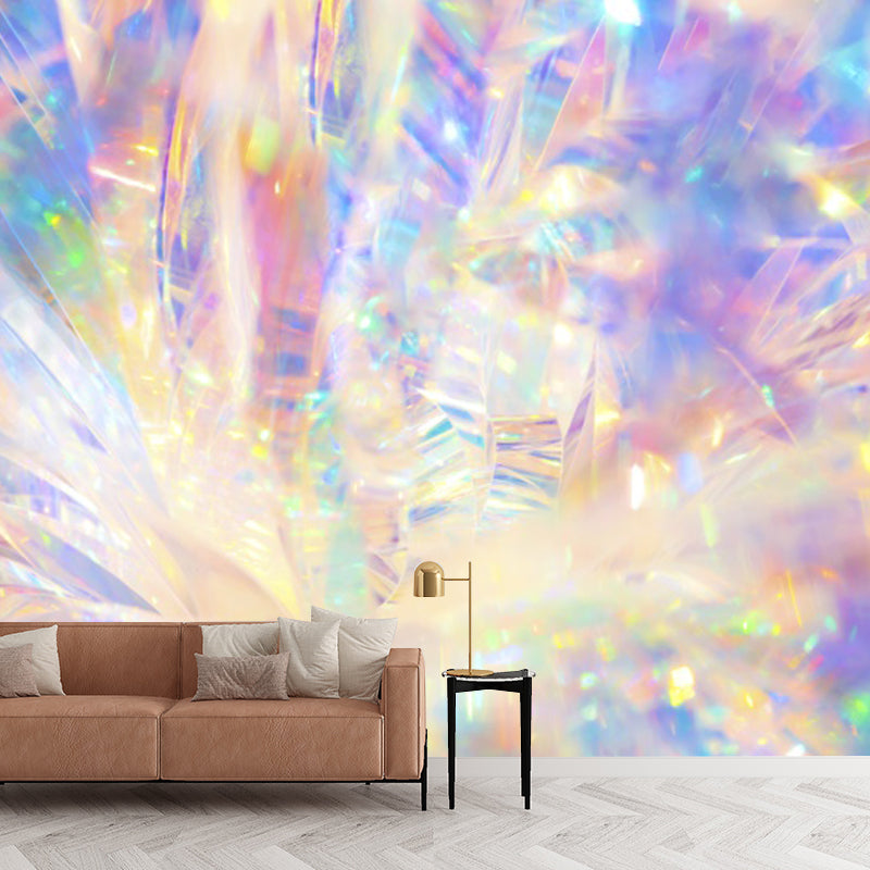 Huge Holographic Pattern Mural Yellow Non-Woven Wall Art for Home Decor, Personalised Yellow Clearhalo 'Wall Decor' 'Wall Mural' 1920871