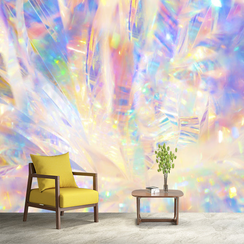 Huge Holographic Pattern Mural Yellow Non-Woven Wall Art for Home Decor, Personalised Clearhalo 'Wall Decor' 'Wall Mural' 1920872