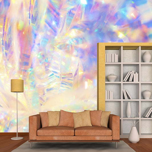 Huge Holographic Pattern Mural Yellow Non-Woven Wall Art for Home Decor, Personalised Clearhalo 'Wall Decor' 'Wall Mural' 1920873