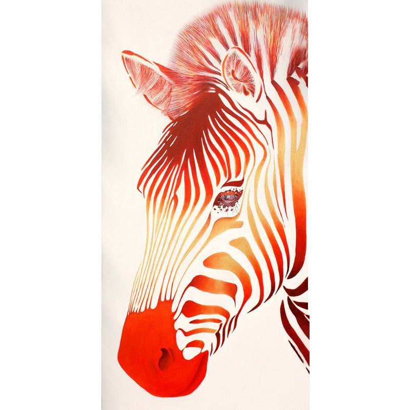 Contemporary Zebra Head Mural Non-Woven Stain-Proofing Soft Color Wall Art for Bathroom Clearhalo 'Wall Decor' 'Wall Mural' 1920879
