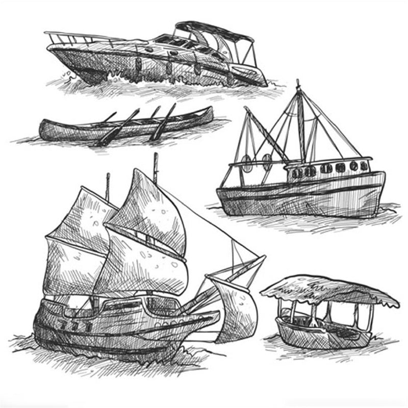 Modern Sailing Ship Mural Decal Pastel Color Guest Room Wall Art, Custom Printed Clearhalo 'Wall Decor' 'Wall Mural' 1920899