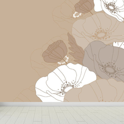 Diverse Flowers Print Wall Mural for Dining Room Florentine Wall Decor, Customised Grey Clearhalo 'Wall Decor' 'Wall Mural' 1920931