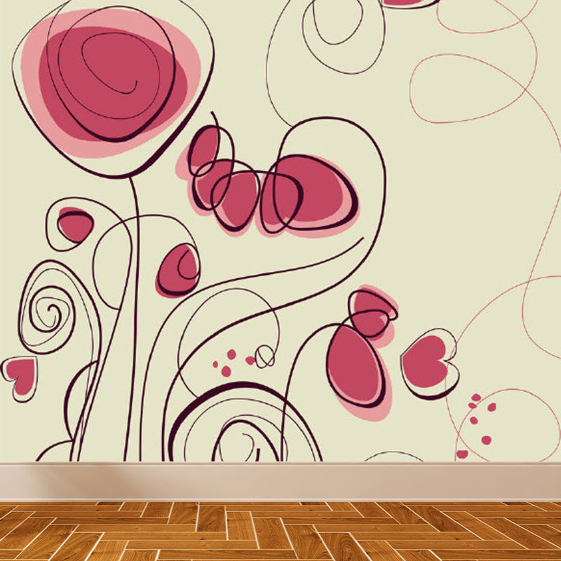 Diverse Flowers Print Wall Mural for Dining Room Florentine Wall Decor, Customised Clearhalo 'Wall Decor' 'Wall Mural' 1920943