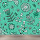 Diverse Flowers Print Wall Mural for Dining Room Florentine Wall Decor, Customised Green Clearhalo 'Wall Decor' 'Wall Mural' 1920946