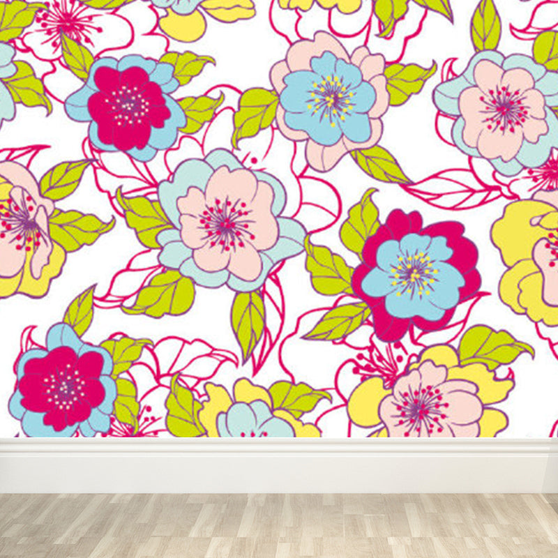 Diverse Flowers Print Wall Mural for Dining Room Florentine Wall Decor, Customised Clearhalo 'Wall Decor' 'Wall Mural' 1920952