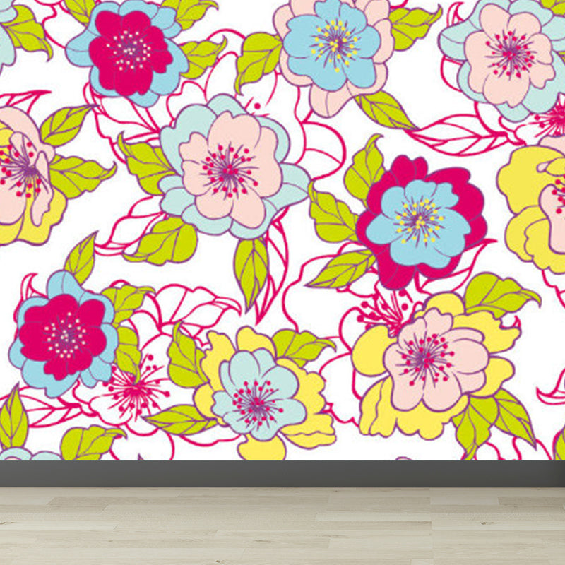 Diverse Flowers Print Wall Mural for Dining Room Florentine Wall Decor, Customised Clearhalo 'Wall Decor' 'Wall Mural' 1920953