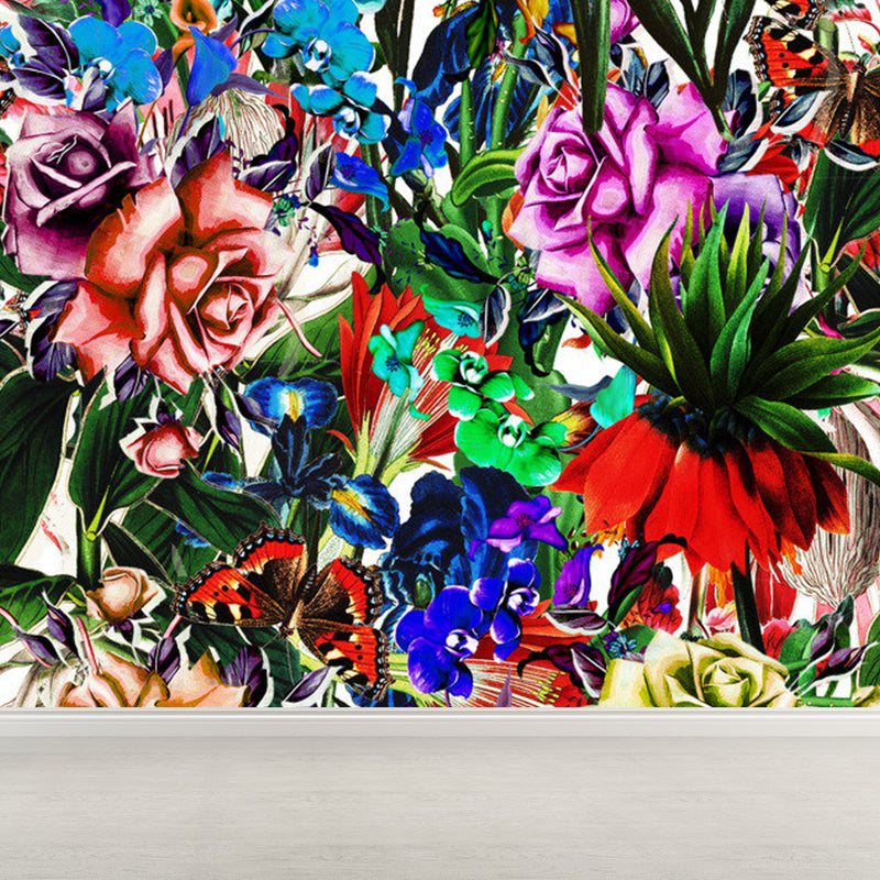 Various Floral Printed Mural Wallpaper Contemporary Non-Woven Fabric Wall Covering Blue Clearhalo 'Wall Decor' 'Wall Mural' 1920966