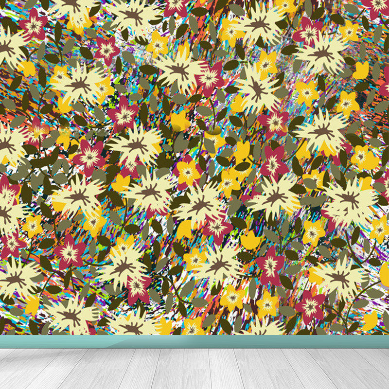 Various Floral Printed Mural Wallpaper Contemporary Non-Woven Fabric Wall Covering Clearhalo 'Wall Decor' 'Wall Mural' 1920972